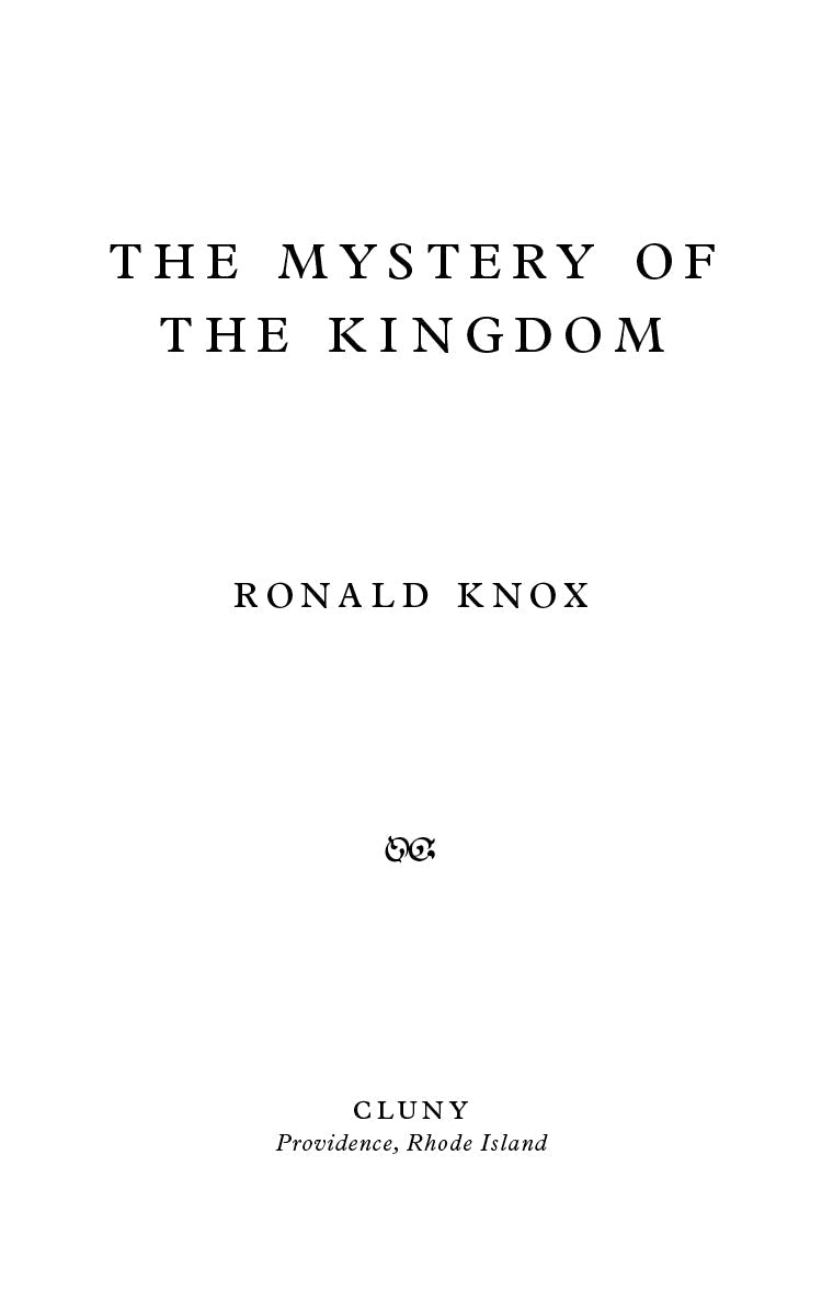 Book title page with 'The Mystery of the Kingdom' and Ronald Knox