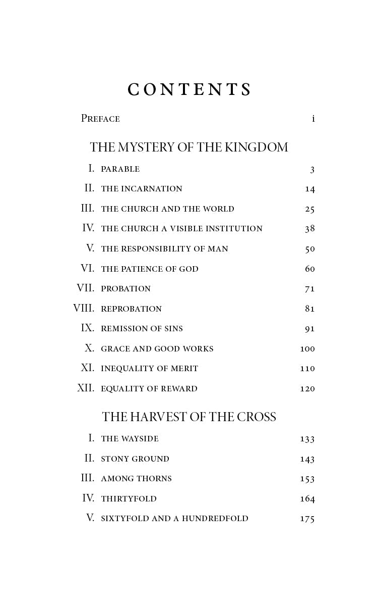 Book contents page listing chapter titles with page numbers