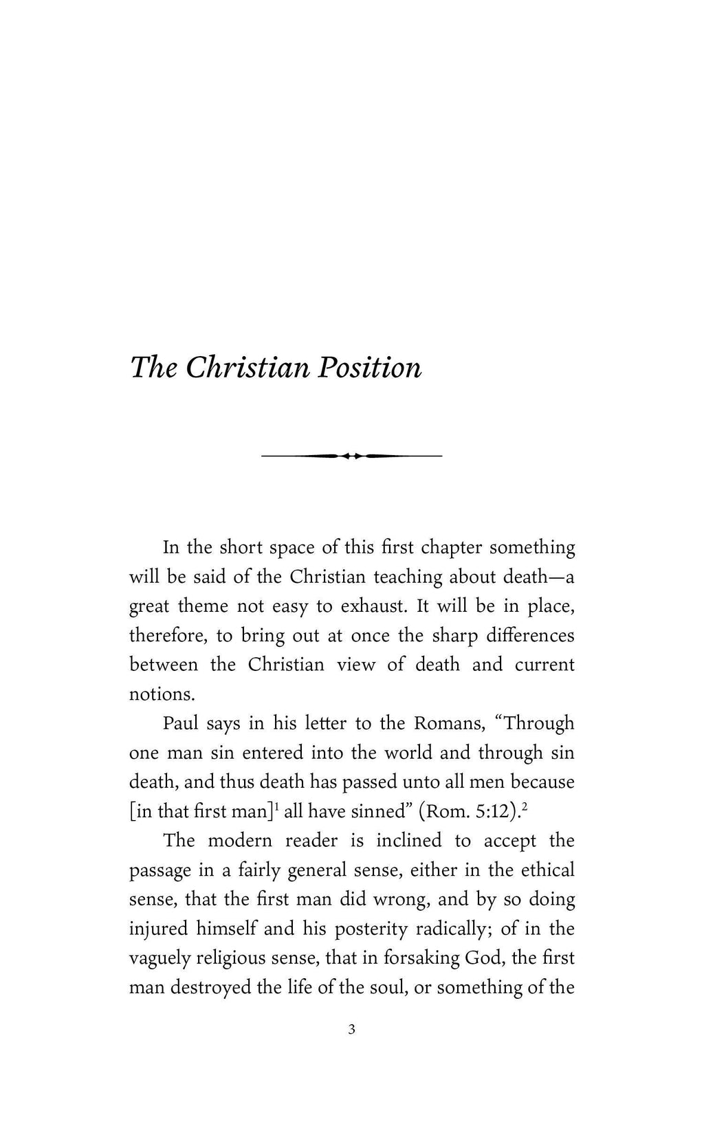 Interior book page with heading "The Christian Position" and dense paragraph text.