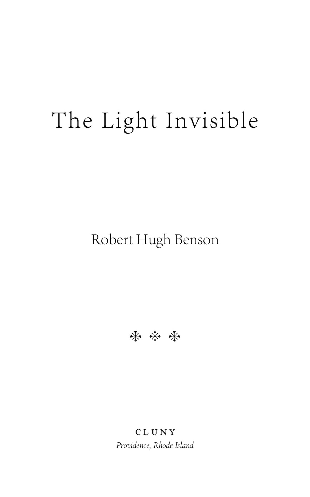 Book title page with author name and Cluny imprint