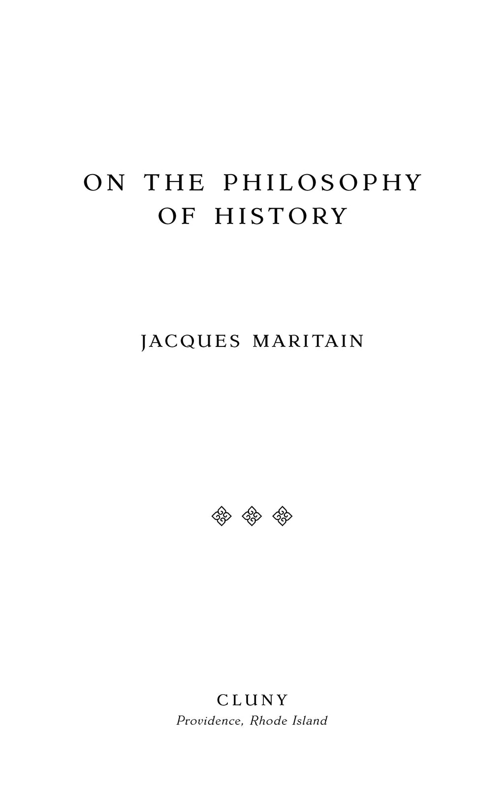 Book cover with title, author Jacques Maritain, and publisher Cluny