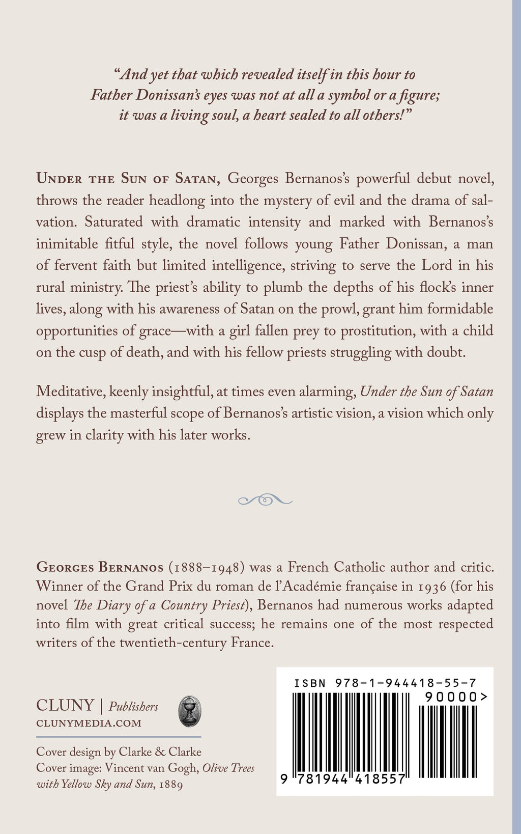 Novel back cover with descriptive text, publisher info, and barcode
