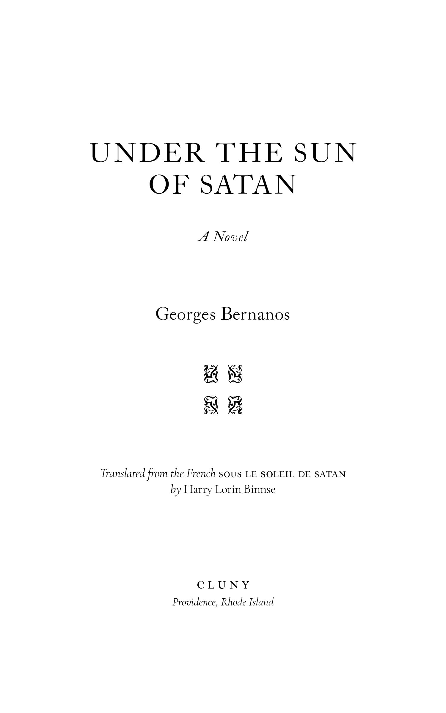 Novel title page with large heading, author name, and publisher imprint