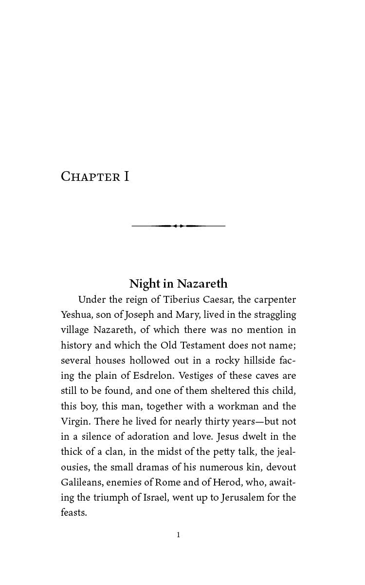 Book page: Chapter I heading and “Night in Nazareth” section text