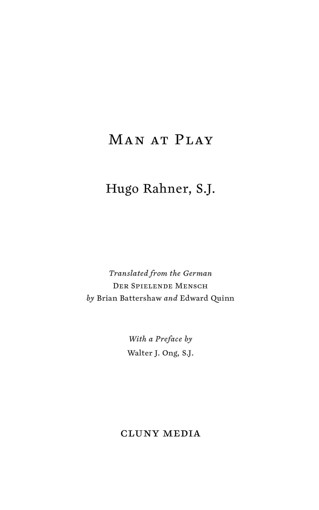Book title page by Hugo Rahner, translated from the German, Cluny Media.