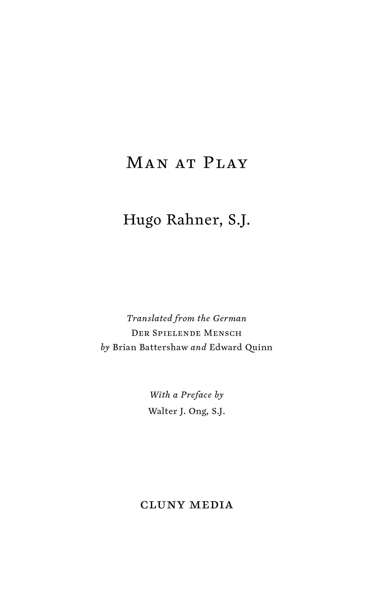 Book title page by Hugo Rahner, translated from the German, Cluny Media.