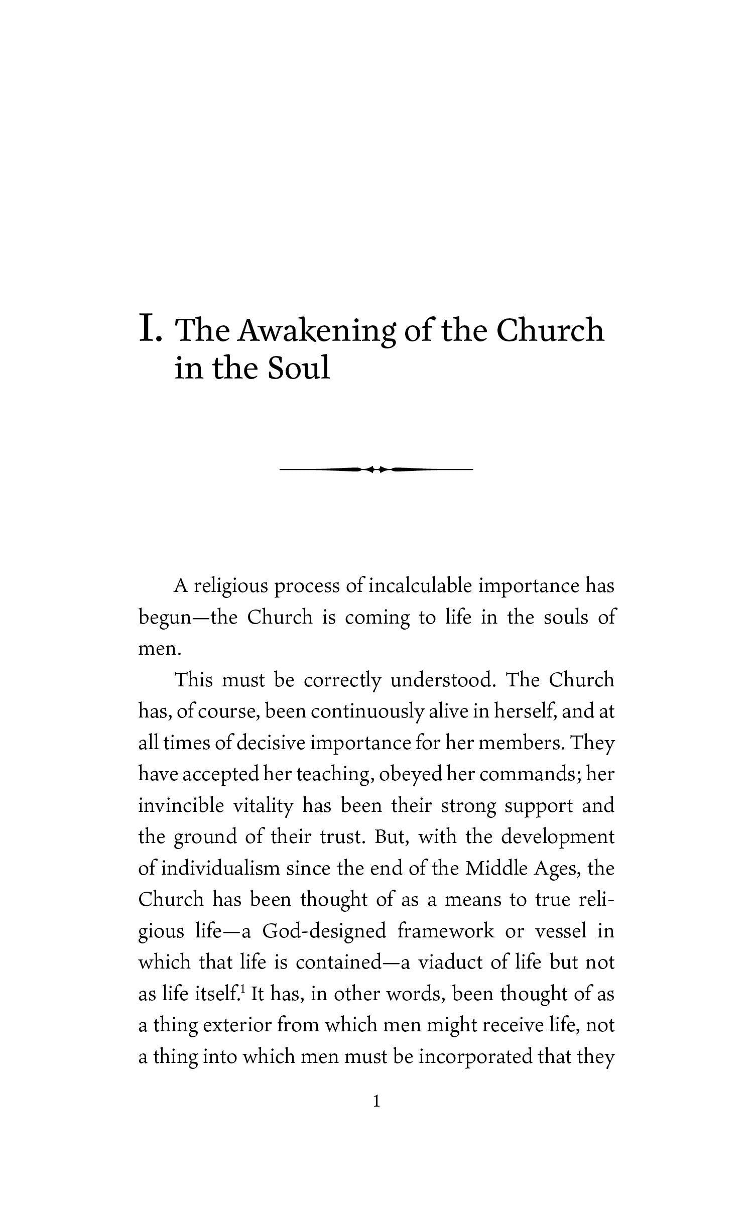 Book page titled “The Meaning of the Church” with chapter heading and paragraph text