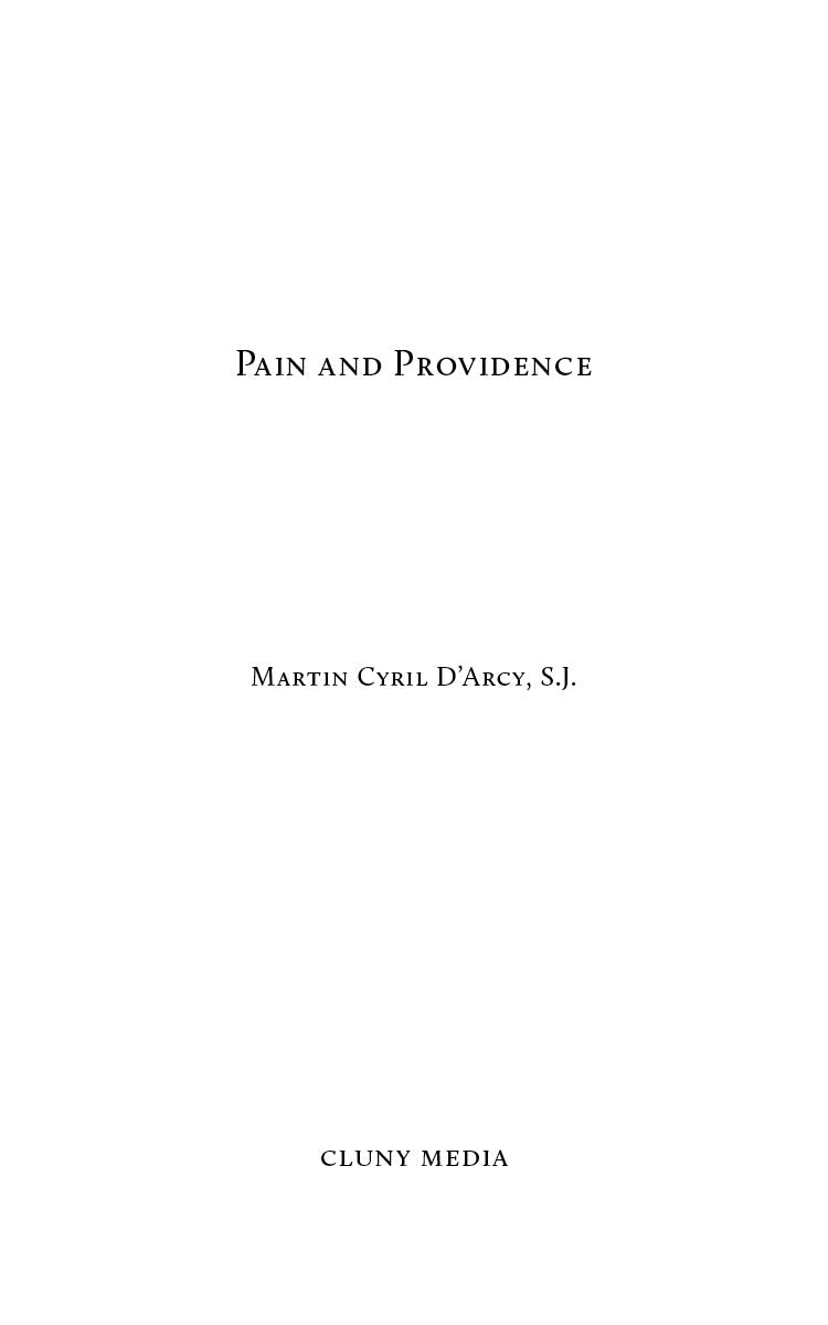 Book title page with Pain and Providence and Martin Cyril D'Arcy, S.J.