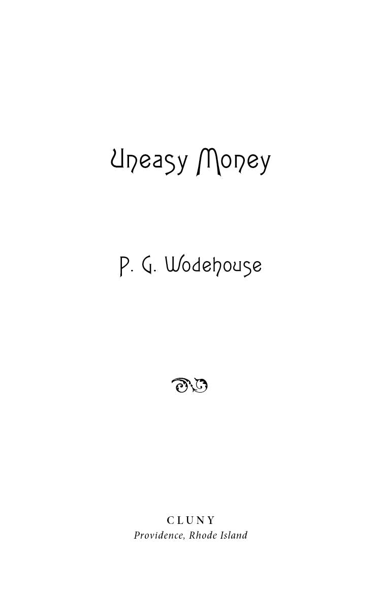 Book title page with Uneasy Money and P. G. Wodehouse
