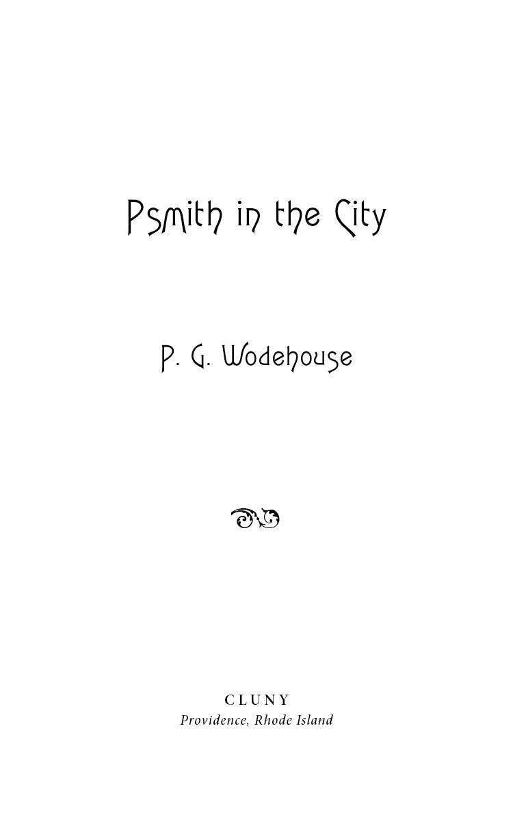 Paperback title page with Psmith in the City, P. G. Wodehouse, and CLUNY