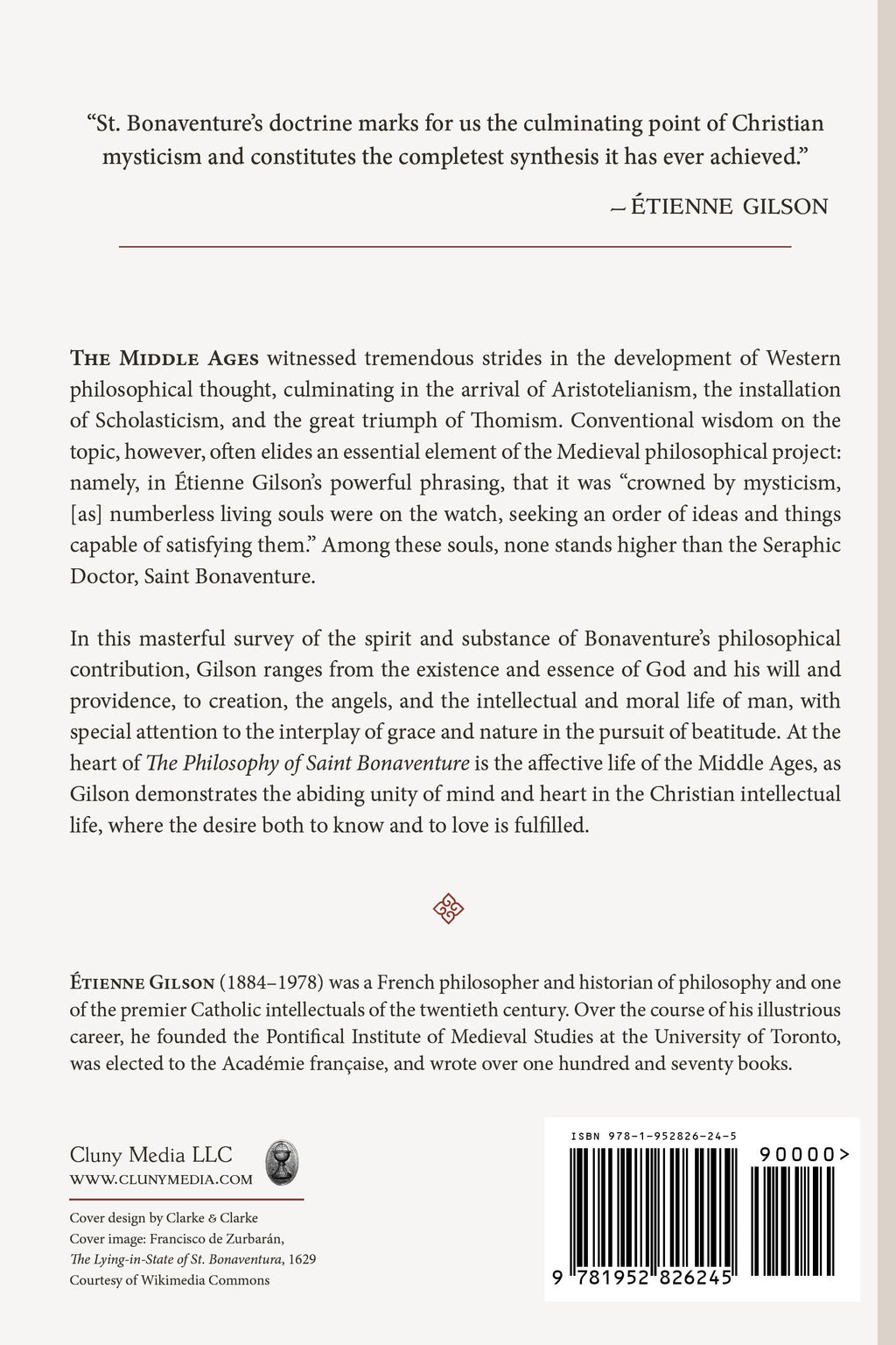 The Philosophy of Saint Bonaventure back cover with summary text and barcode