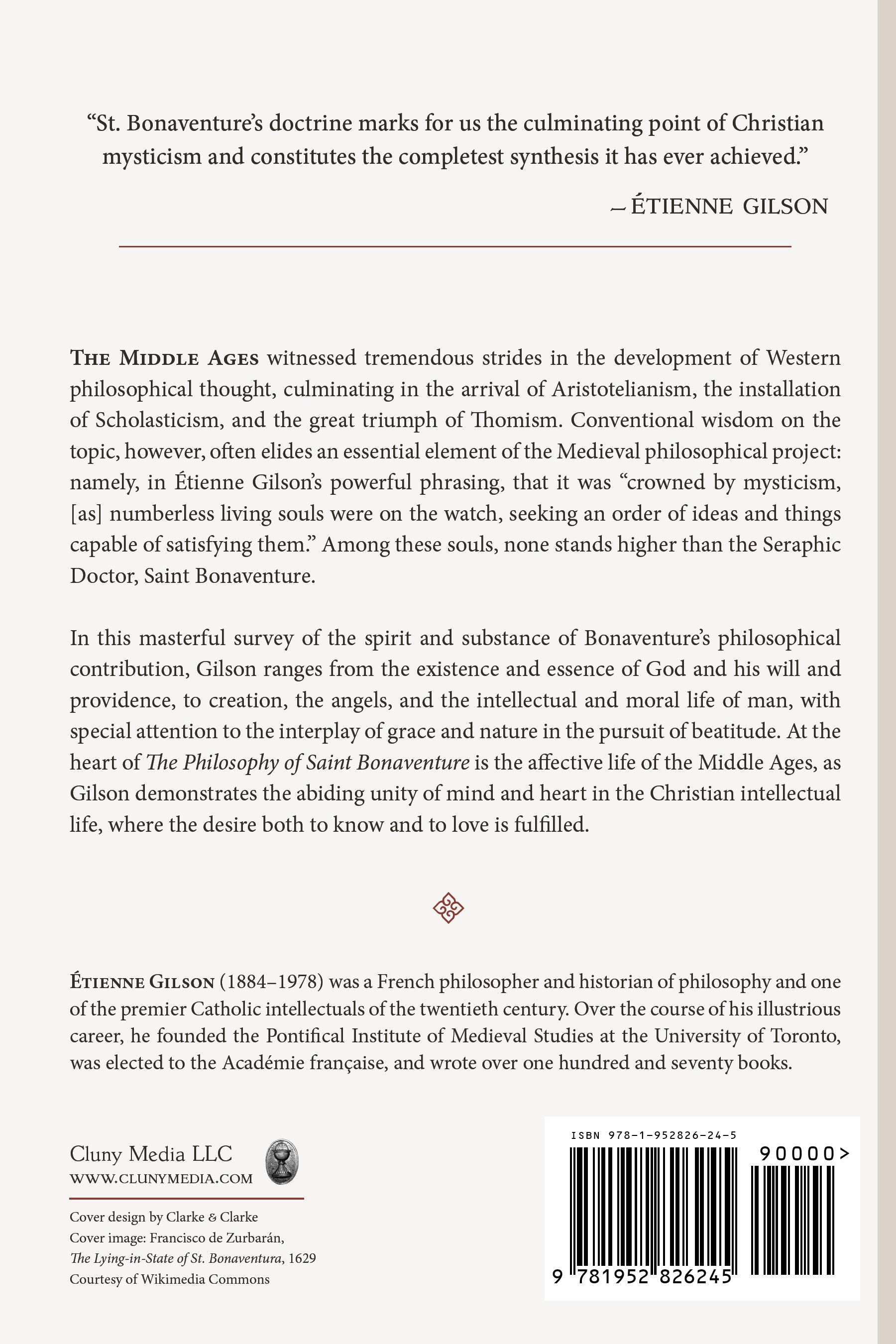 The Philosophy of Saint Bonaventure back cover with summary text and barcode