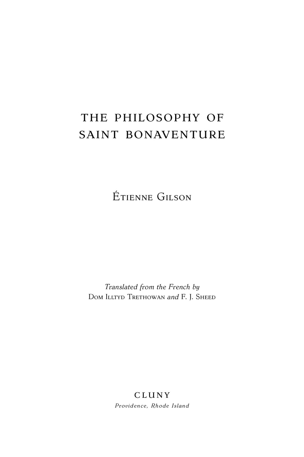 The Philosophy of Saint Bonaventure title page with Etienne Gilson and Cluny imprint