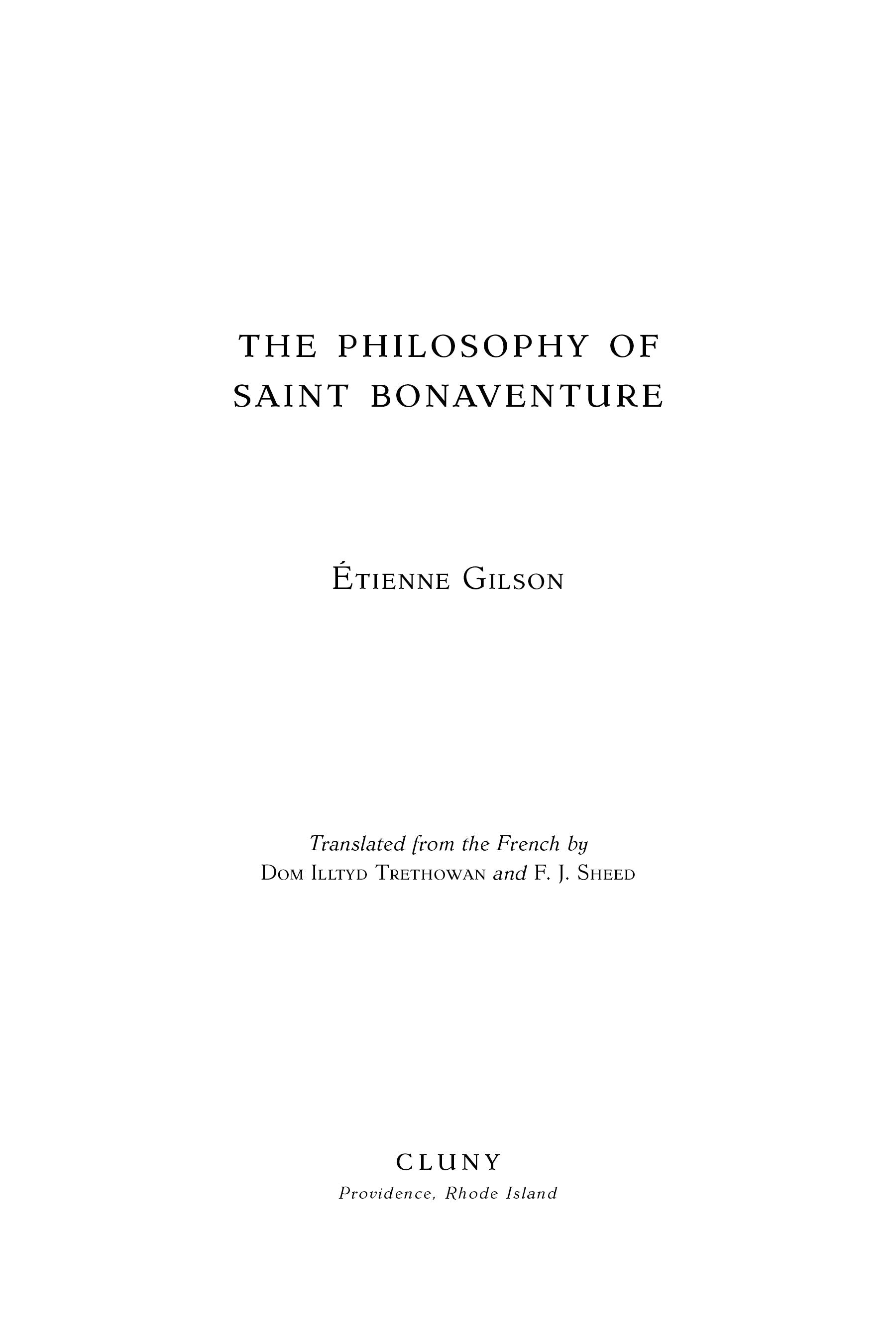 The Philosophy of Saint Bonaventure title page with Etienne Gilson and Cluny imprint