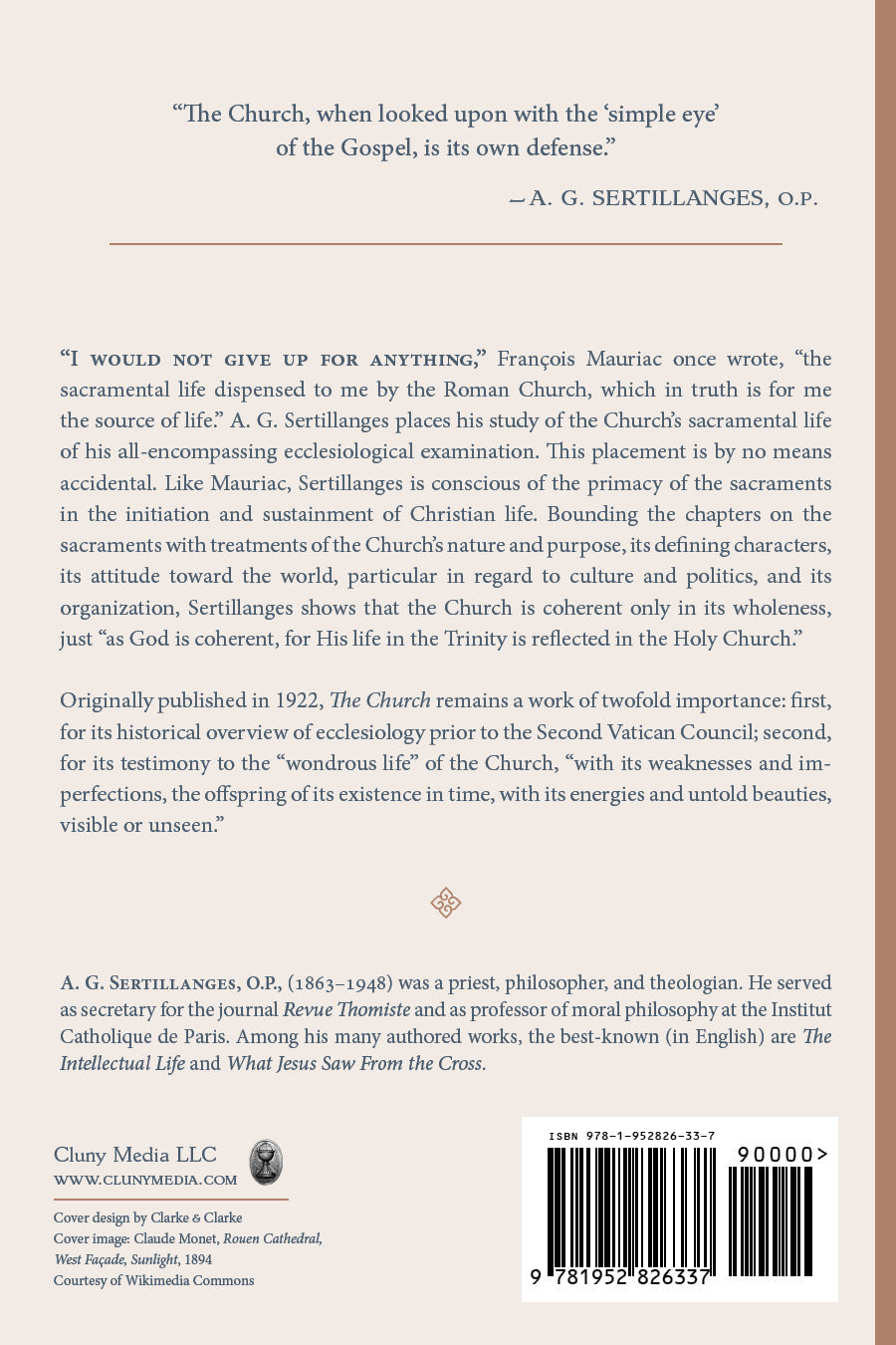 The Church book back cover with quotes, author bio, and barcode
