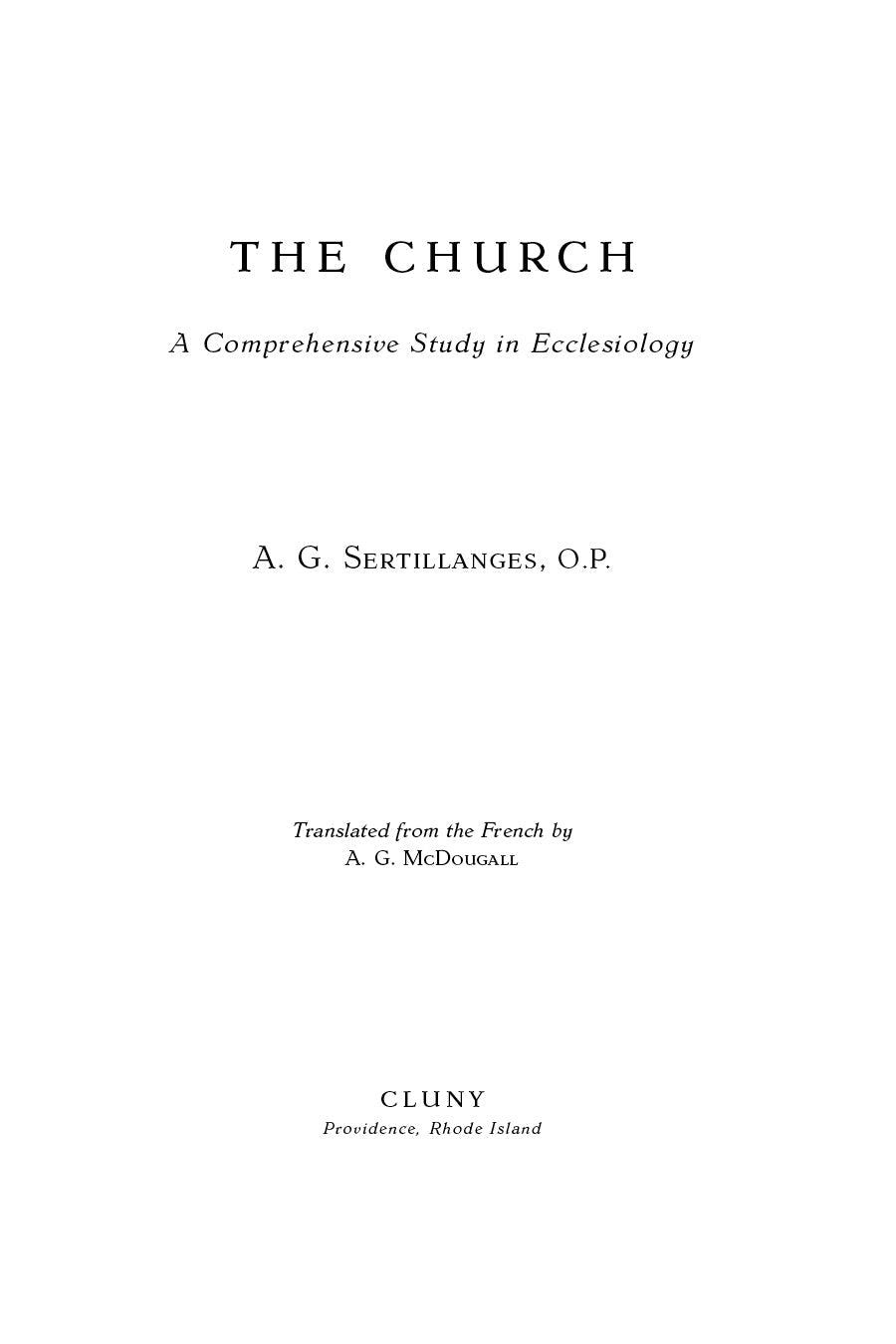 The Church title page with subtitle and author A.G. Sertillanges