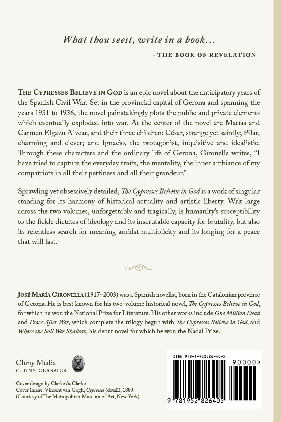 Paperback book back page with description, author, and barcode.