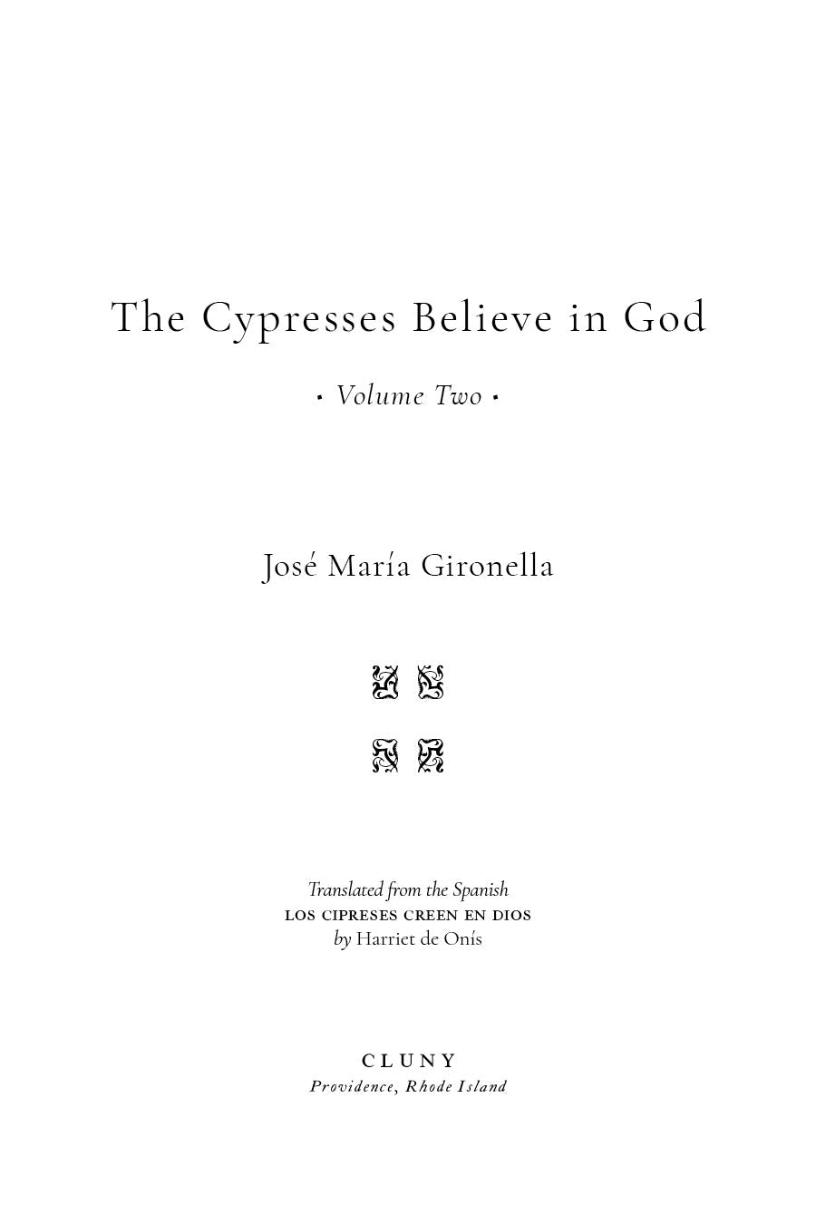 Book title page: The Cypresses Believe in God, Volume Two, José Maria Gironella