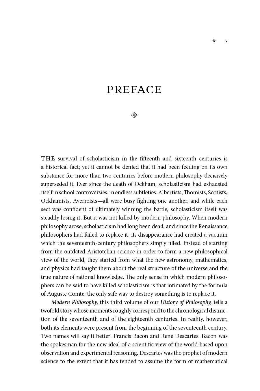 Philosophy book preface page with header and multiple paragraphs