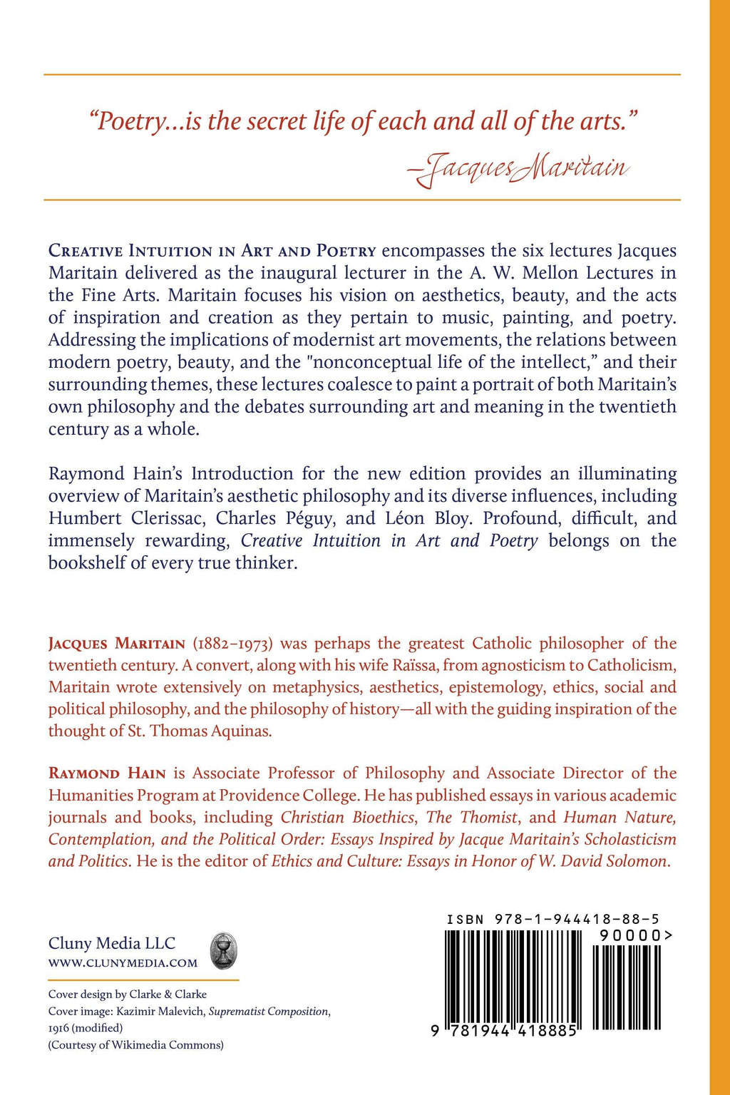 Book back cover with quotes, author bios, barcode and publisher details