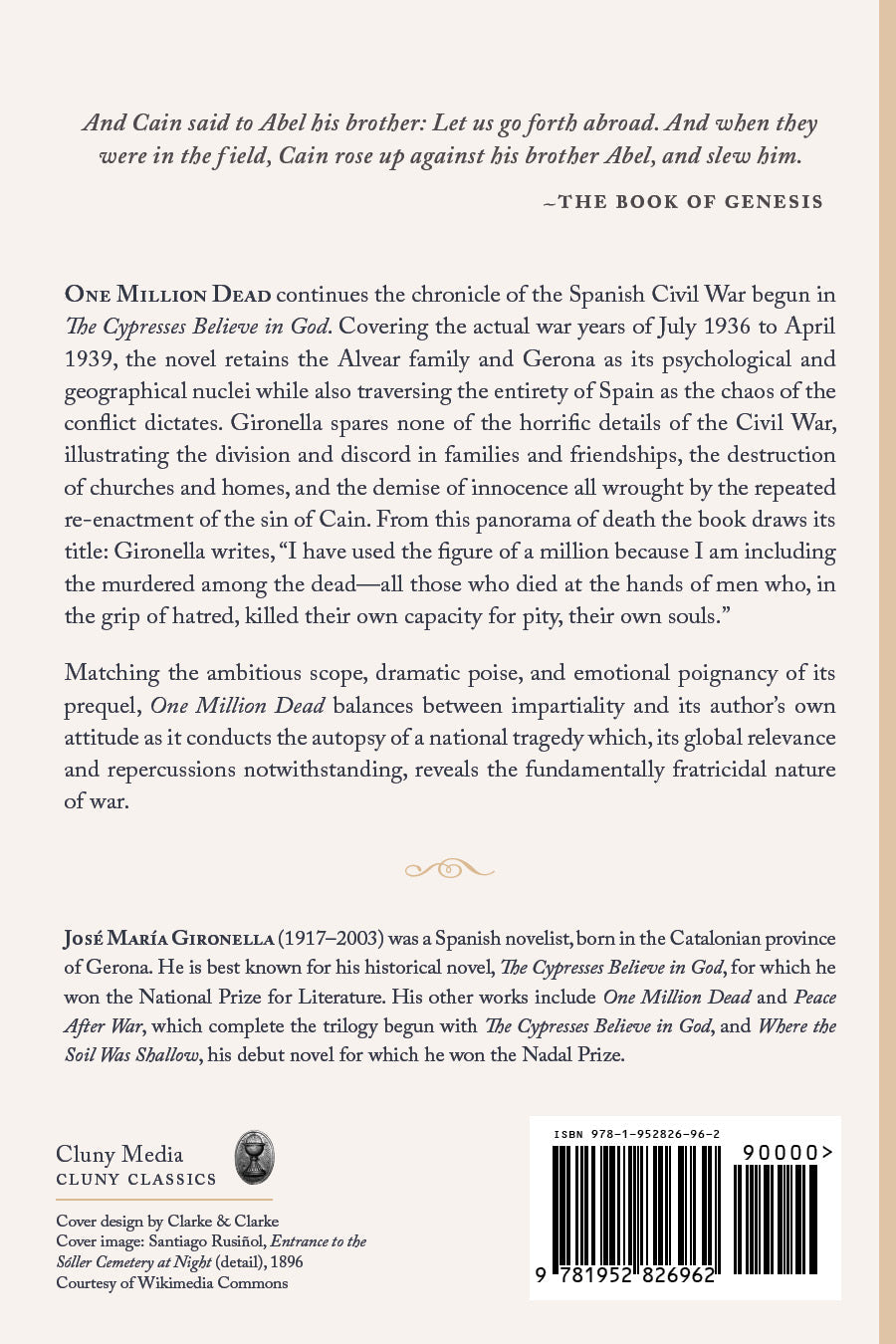 One Million Dead, Volume Two back cover with summary text and barcode