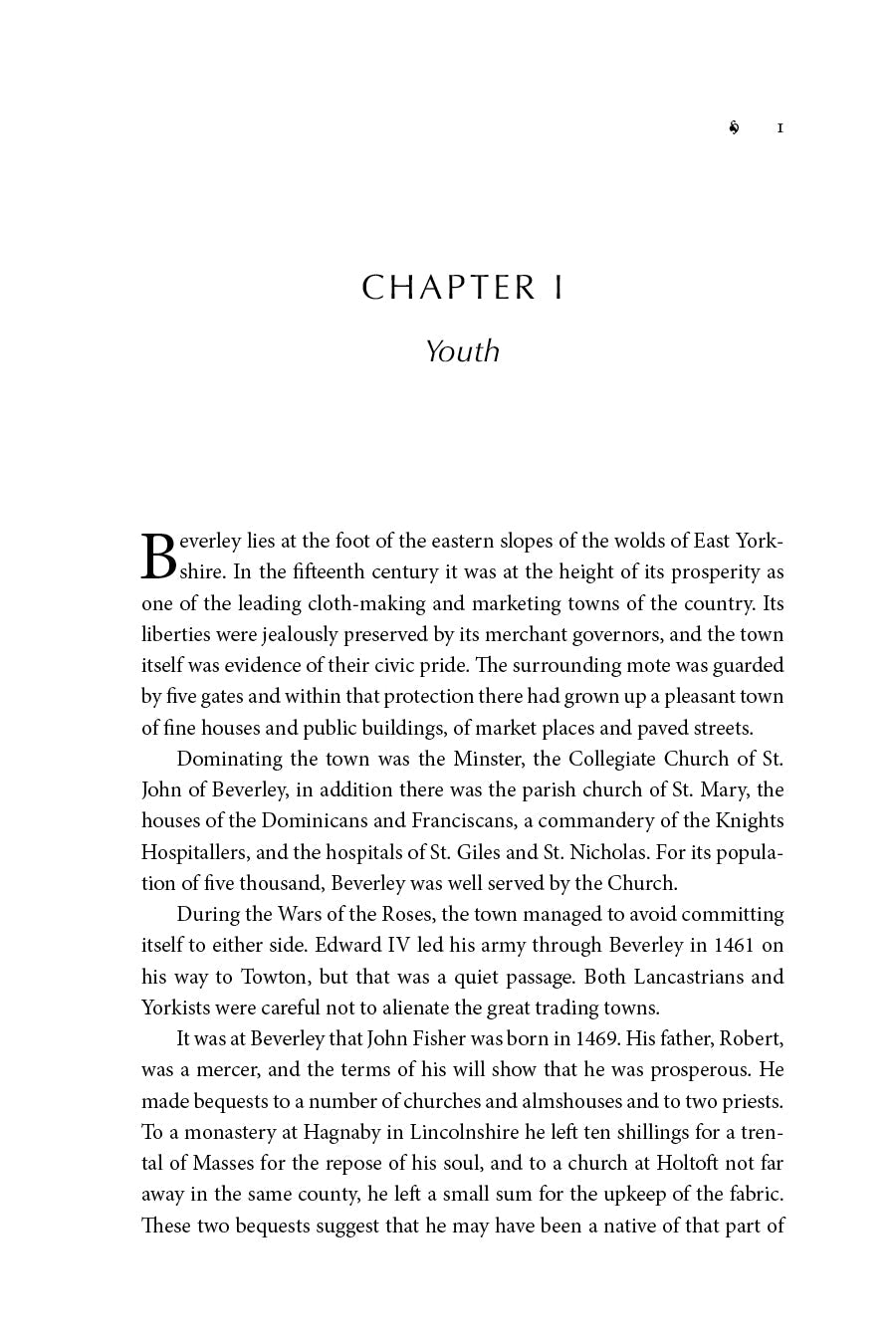 Book chapter page titled Chapter I: Youth