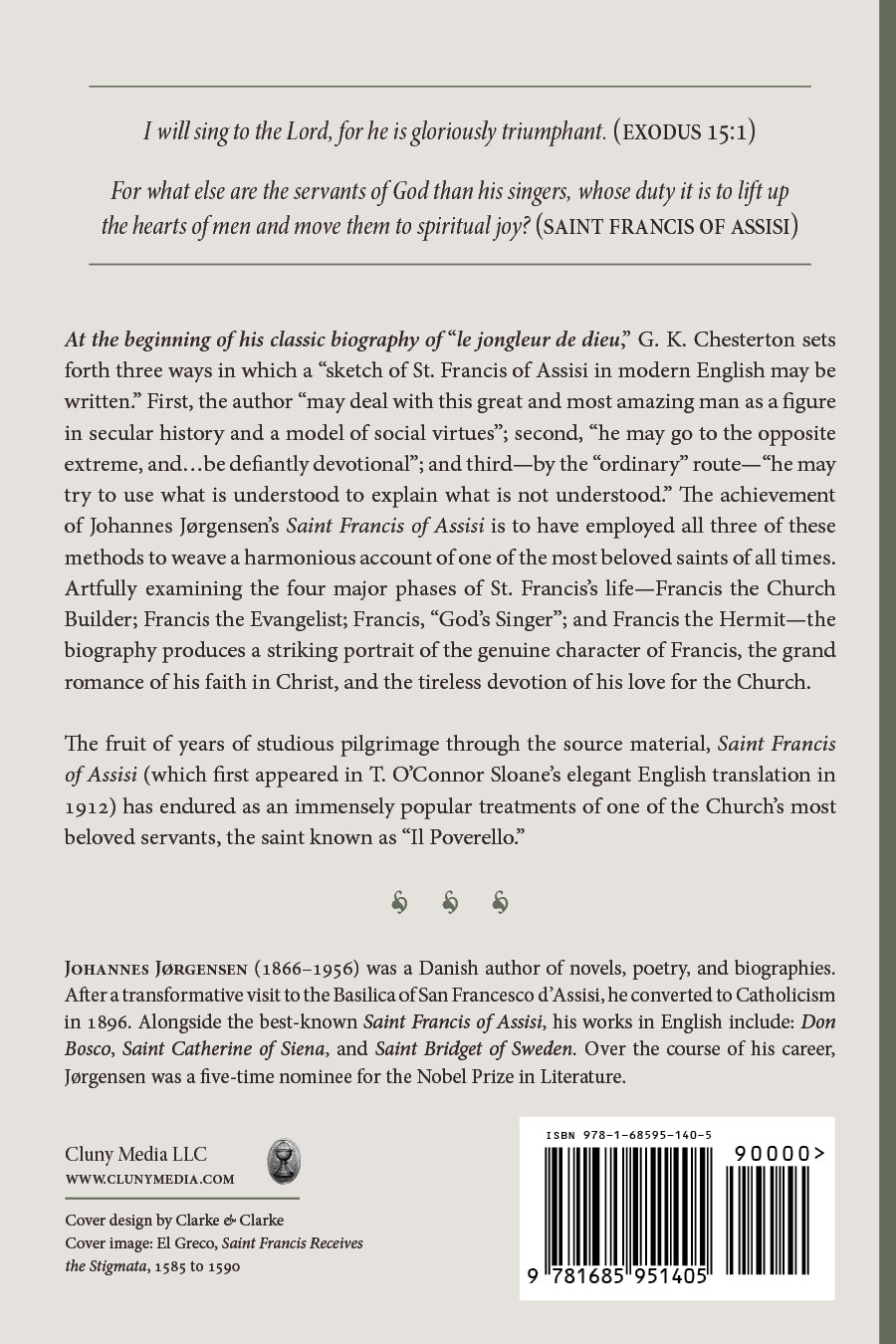 Saint Francis of Assisi biography book back cover with barcode and publisher text