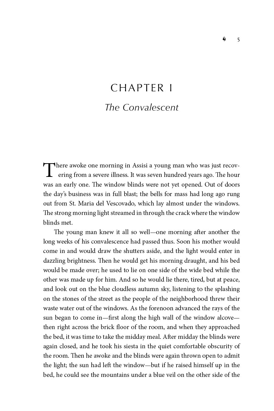 Book page with Chapter I heading, 'The Convalescent', and paragraph text
