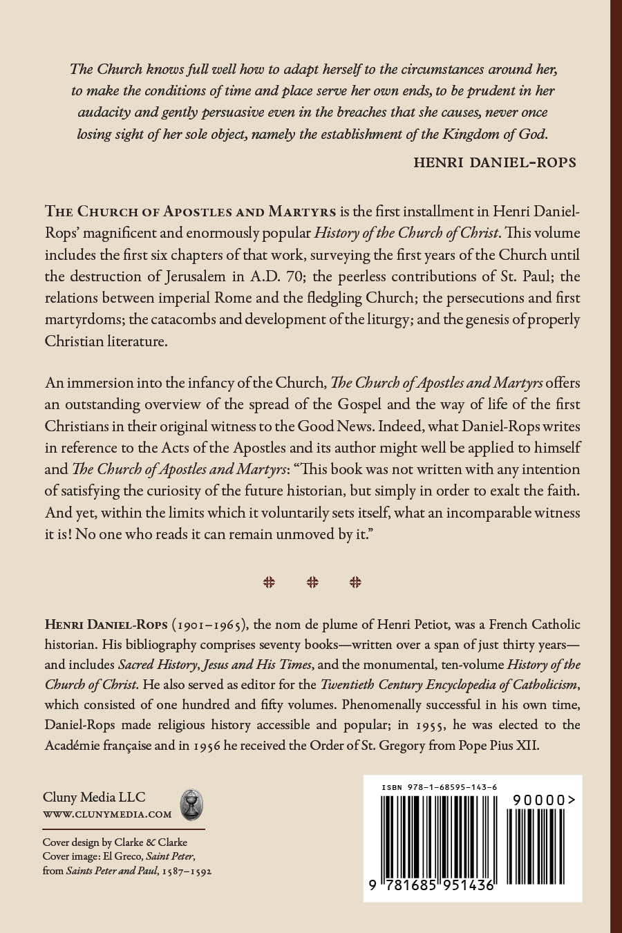 Book back cover for The Church of Apostles and Martyrs, Volume 1, with barcode and author info