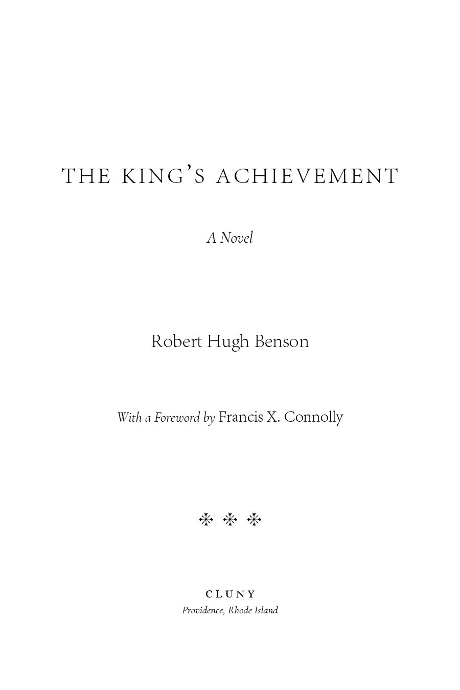 Novel title page with author Robert Hugh Benson and Cluny imprint