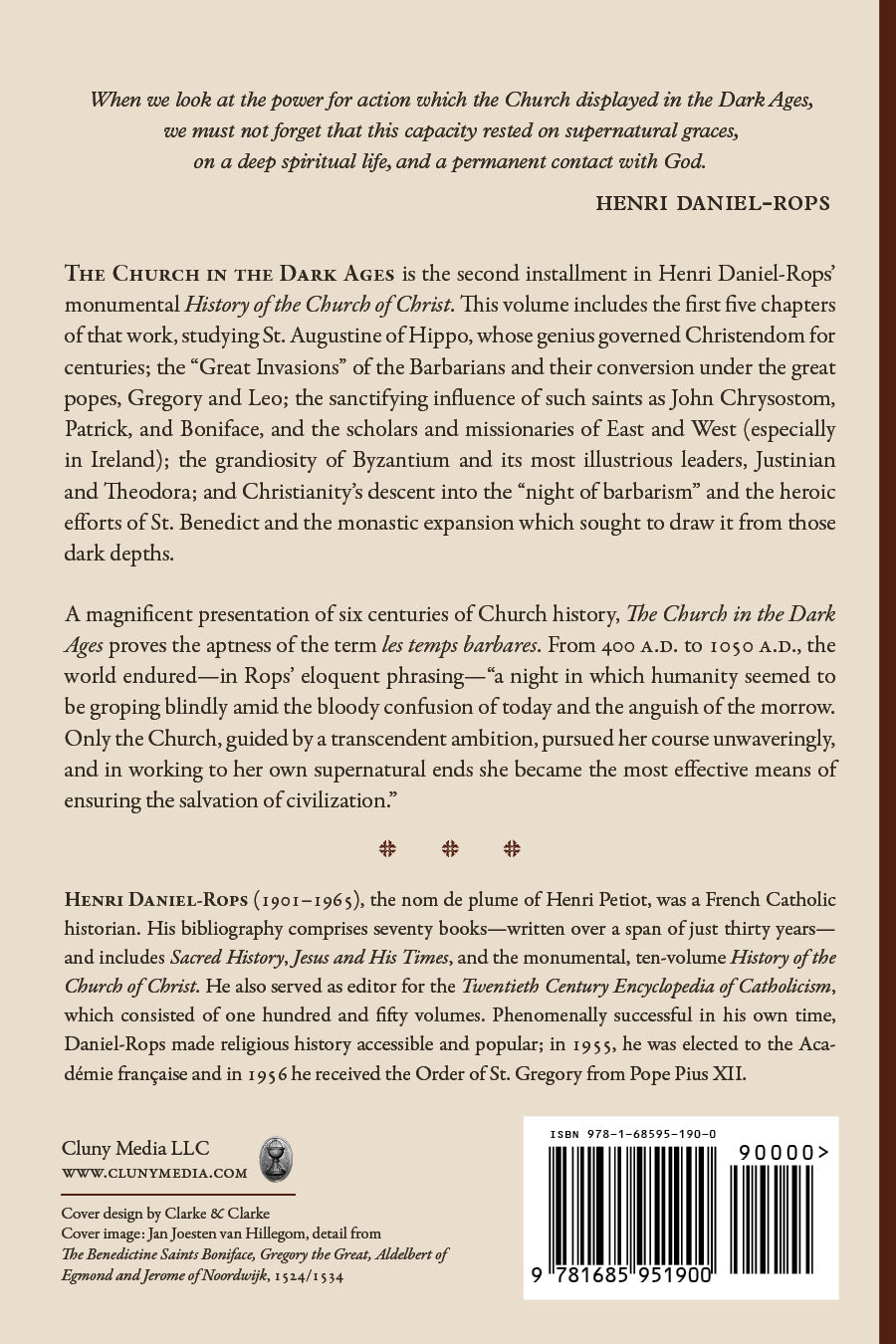 Book back cover page with summary text and barcode, Volume I