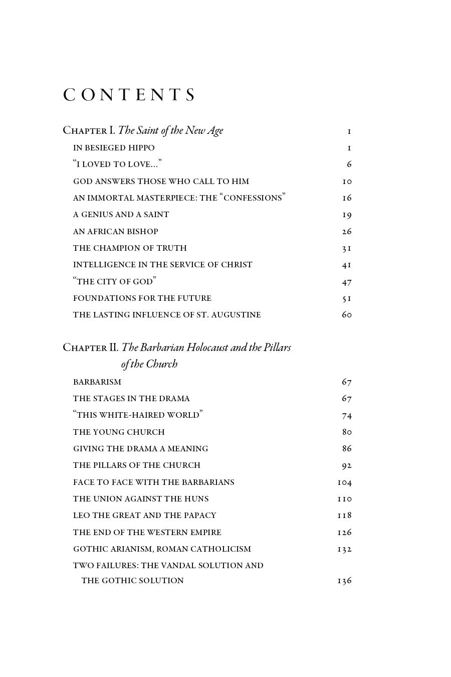 Table of contents page with chapter headings and page numbers, Volume I
