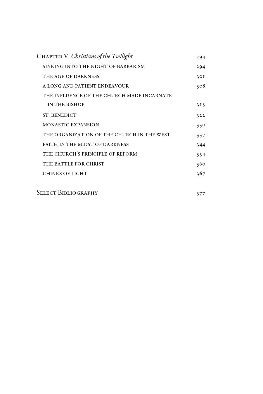 Select bibliography and section list page with chapter references, Volume I