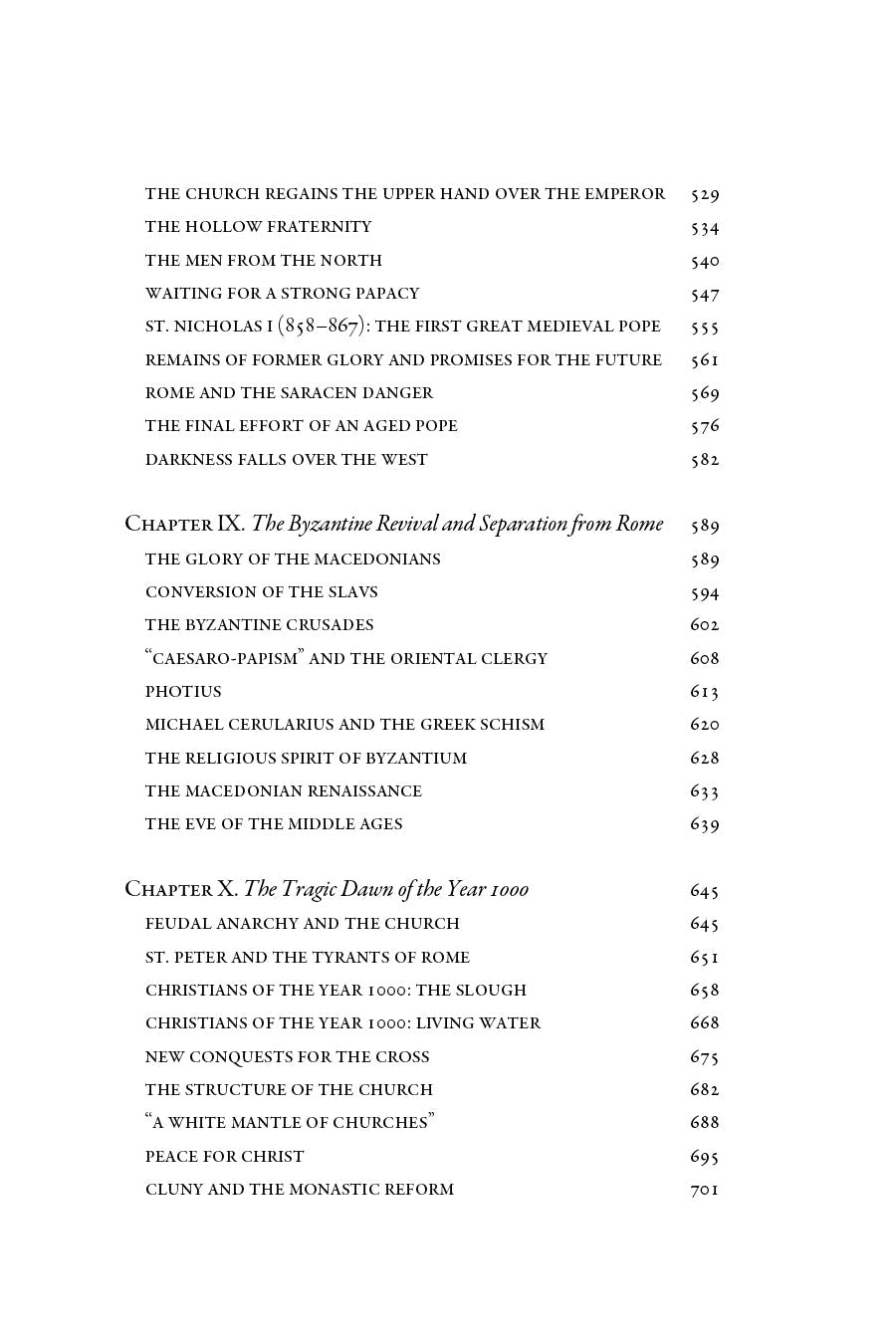 Book contents page continued with chapter titles and page numbers