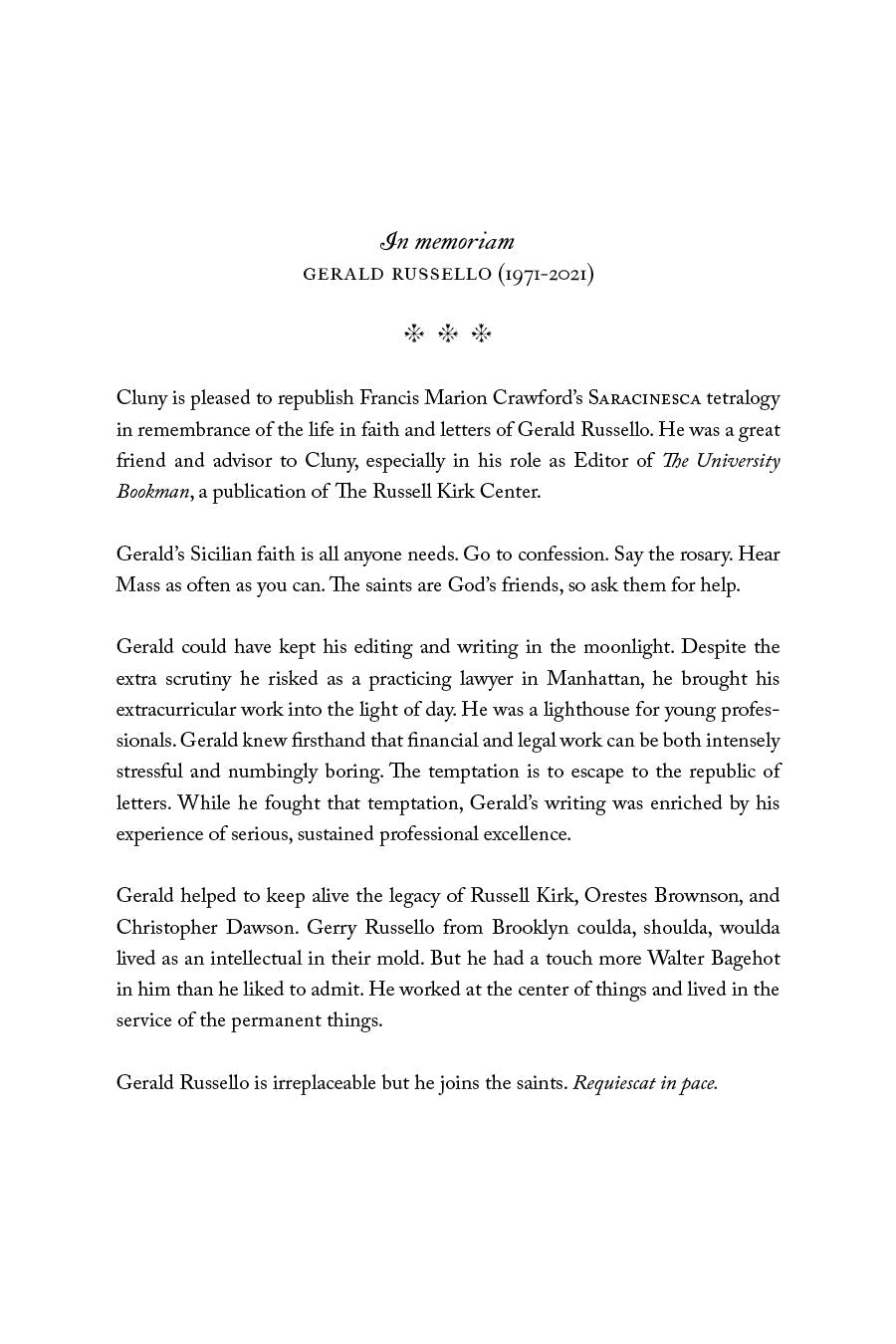 Sant’ Ilario dedication page with memorial text