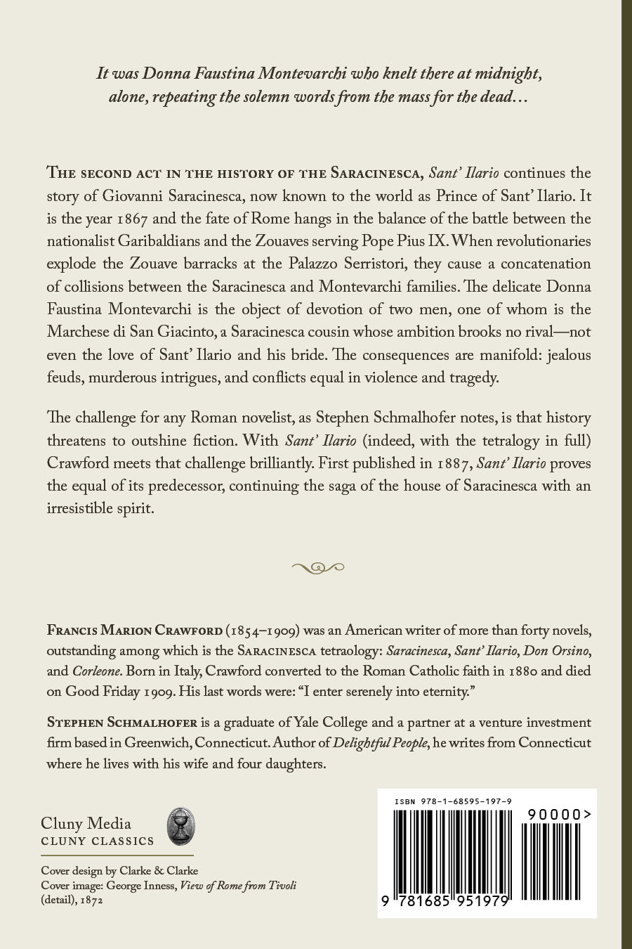Sant’ Ilario book back pages with biographical text and barcode