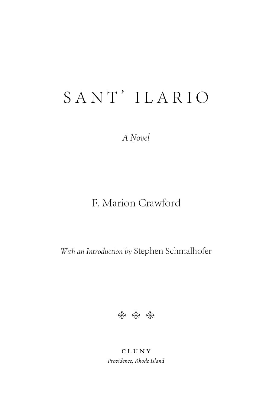Sant’ Ilario title page with subtitle and author name