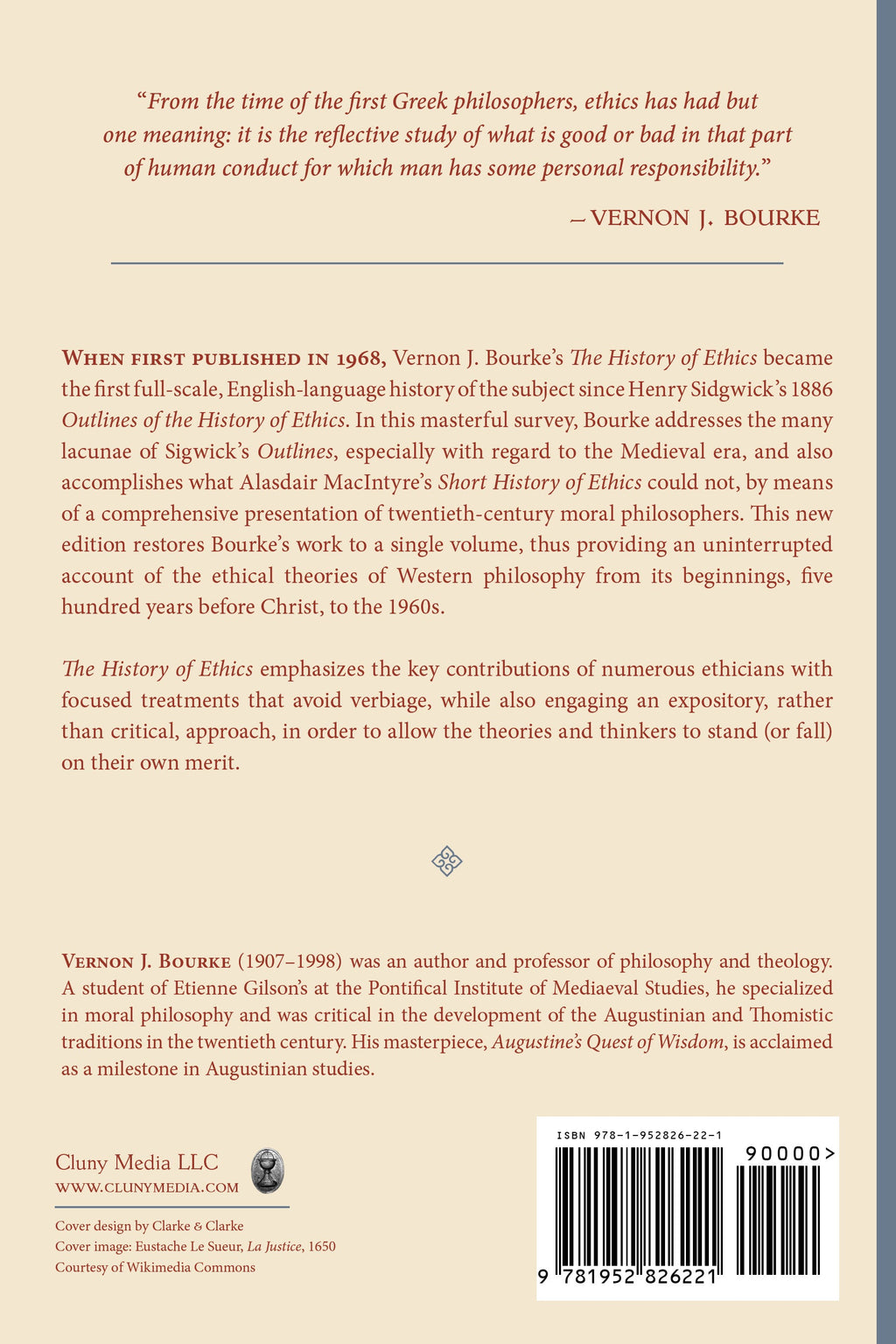 Paperback book back cover with author bio, publisher info, and barcode