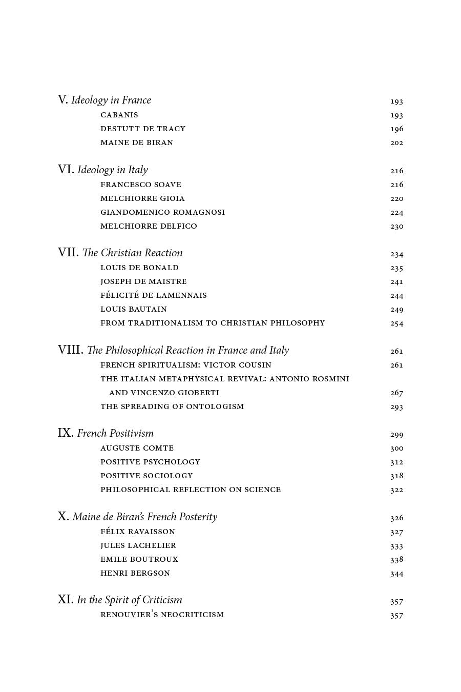 Book page showing a chapter index with titles and page numbers