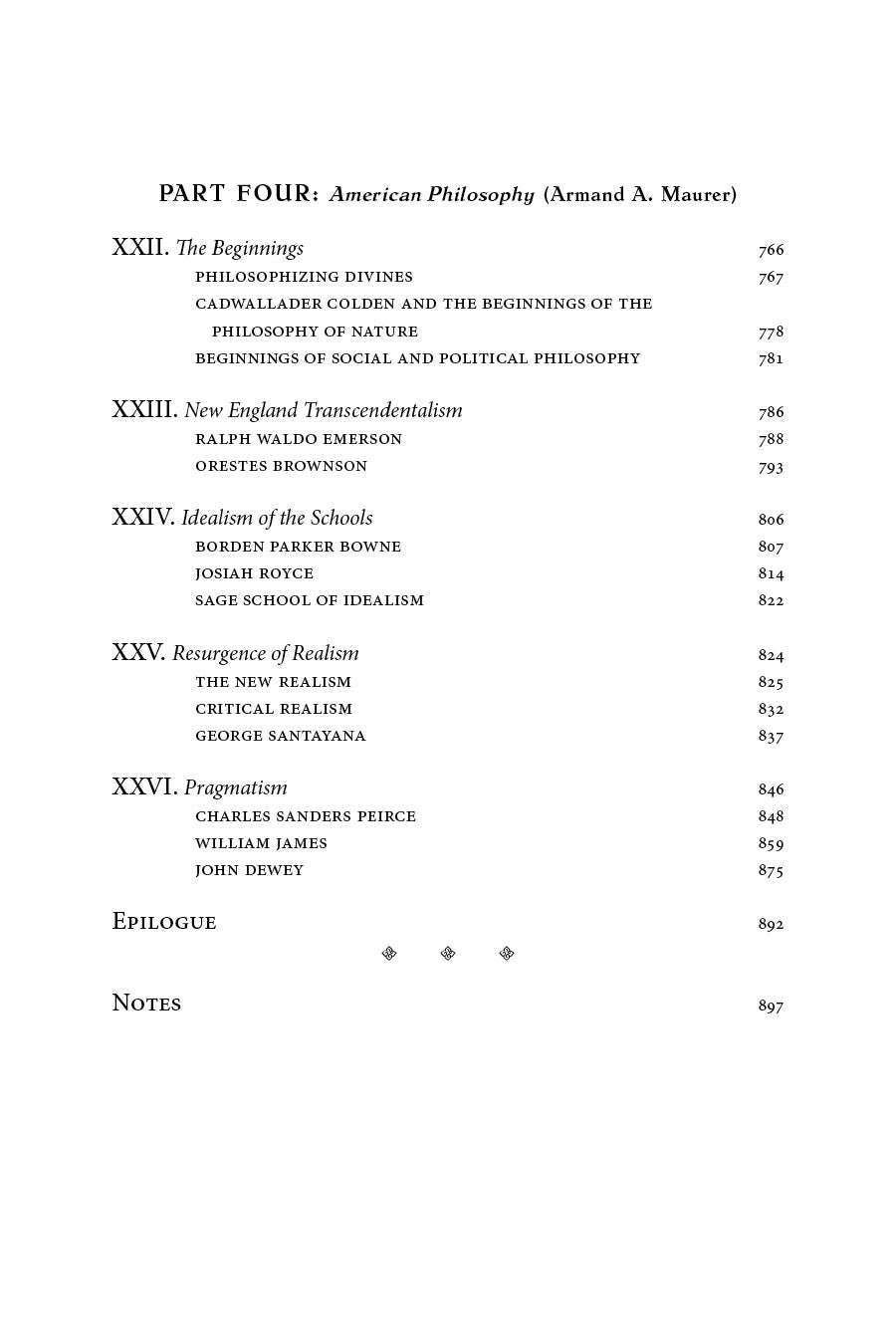 Recent Philosophy Volume Two contents page for American philosophy topics