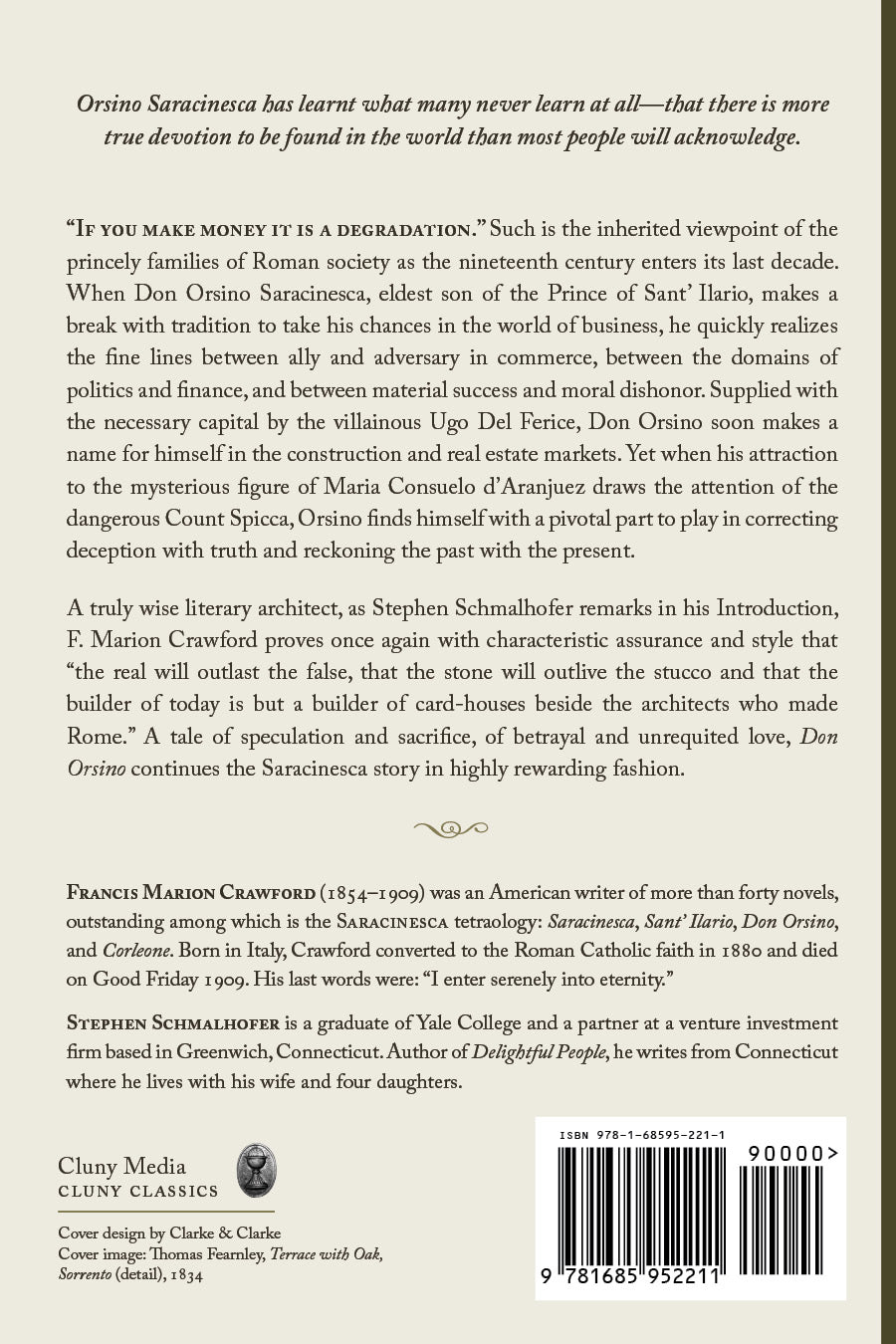 Back cover page with author bio, publisher details, and barcode