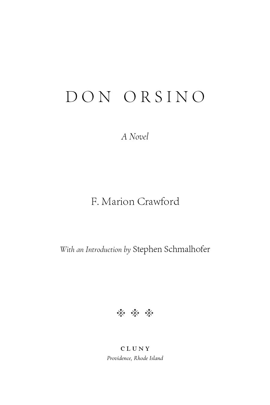 Title page with DON ORSINO heading, author, and publication info