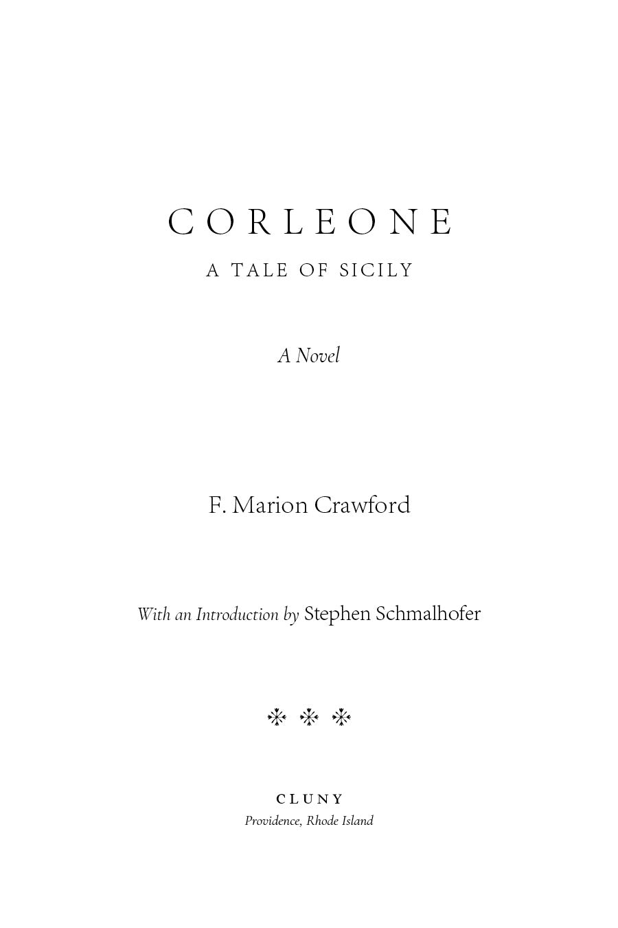 Sicily tale novel title page with CORLEONE and author F. Marion Crawford