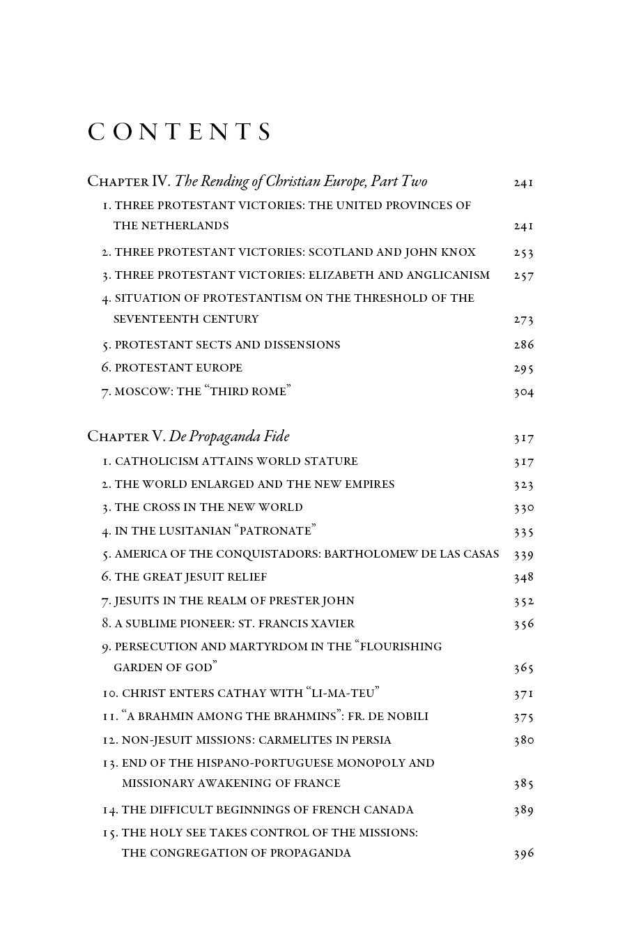 Contents page listing chapters and page numbers for An Age of Renewal, Volume 2