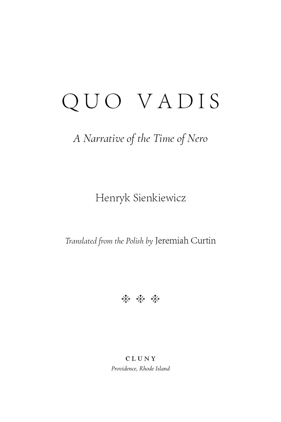 Historical novel title page with centered Roman title and author credit