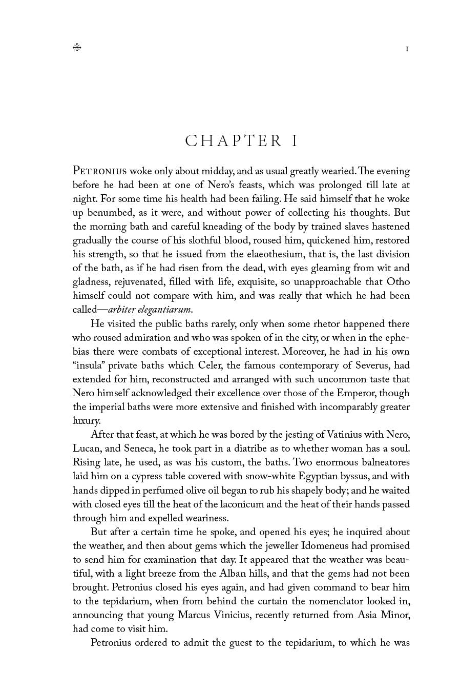 Historical novel chapter page with dense printed text and chapter heading