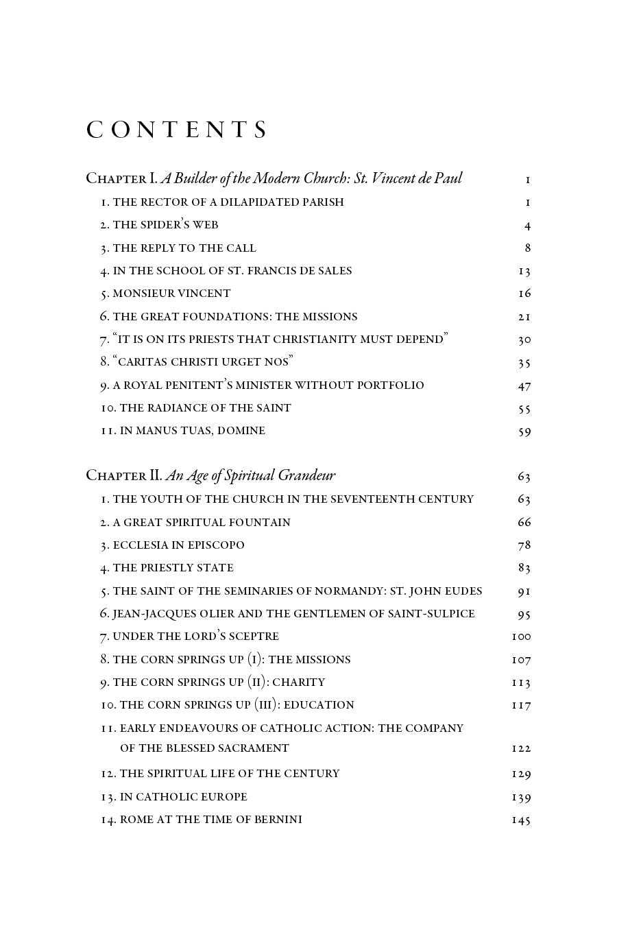 Book contents page with Contents header and chapter list with page numbers