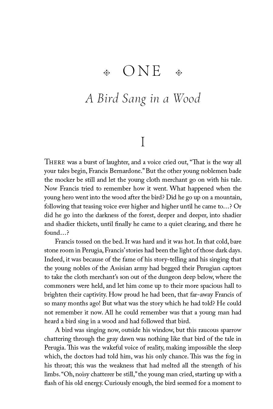Bird of Fire book page with heading 'ONE' and printed narrative text
