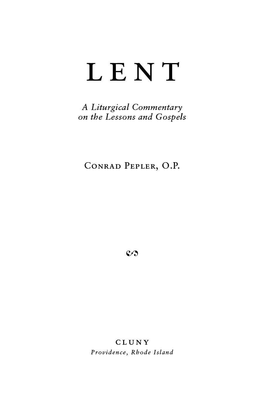 Book title page with centered title, subtitle, author, and publisher name
