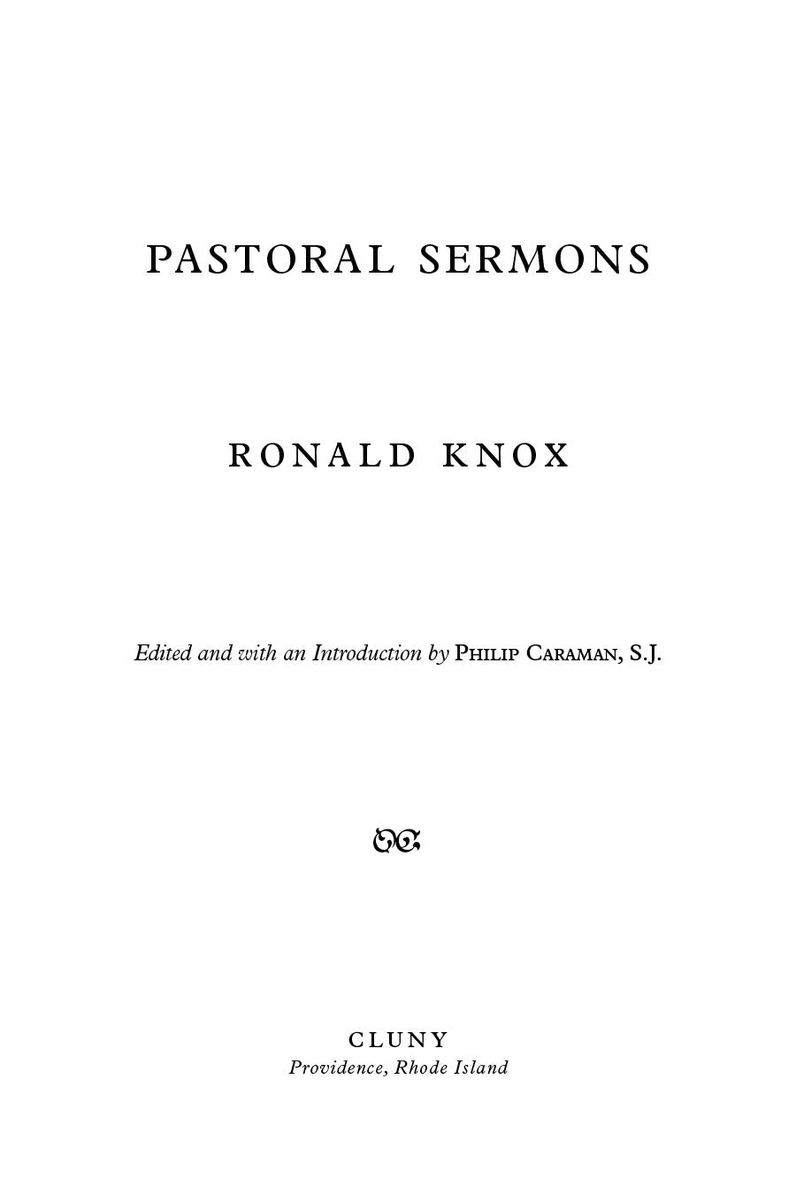 Pastoral Sermons title page with centered headings and publisher imprint